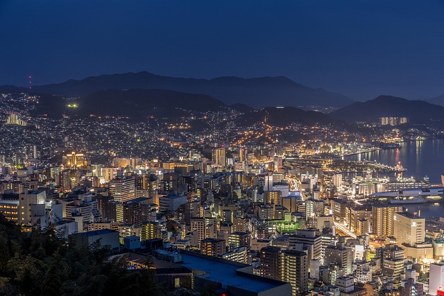長崎の夜景と港
