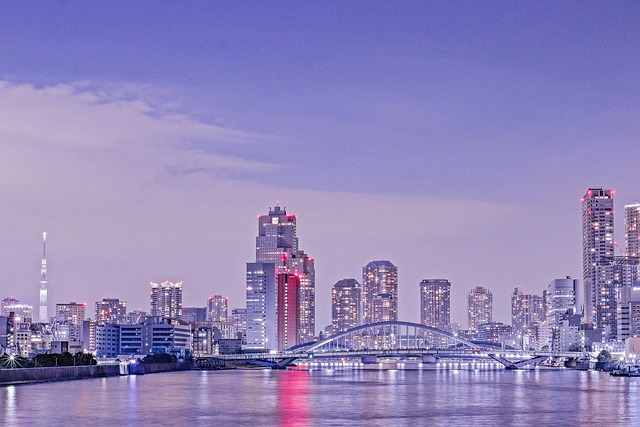 隅田川と東京スカイツリーの夕景