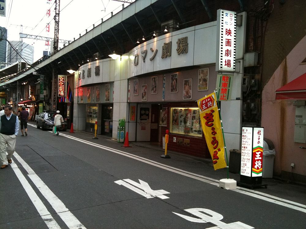 2010年に撮影された、新橋の高架下に並ぶ新橋文化劇場と新橋ロマン劇場